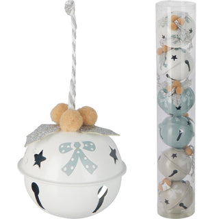 Set of 6 Baubles Pastel Jingle Bells | Christmas Tree Hanging Ornaments - 4cm