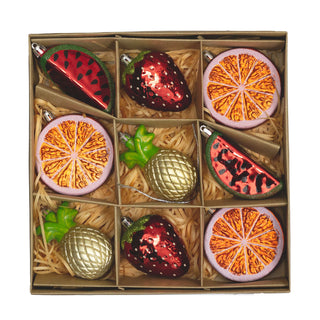Set of 9 Fruit-Themed Christmas Tree Ornaments | Fruit Hanging Decorations