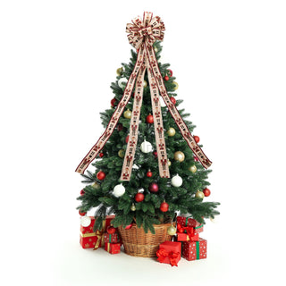 Nutcracker Tree Top Bow with Long Streamer | Fabric Christmas Tree Topper