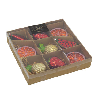 Set of 9 Fruit-Themed Christmas Tree Ornaments | Fruit Hanging Decorations
