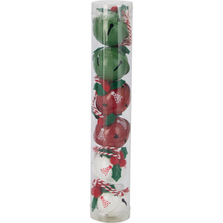 Set of 6 Small Festive Jingle Bells | Christmas Tree Hanging Ornaments - 4cm