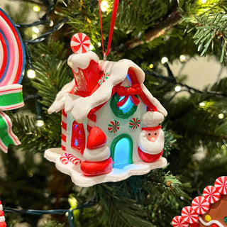 LED Gingerbread House Christmas Bauble | Light-Up House Tree Ornament - 7cm