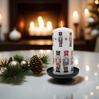 Nutcracker Christmas Pillar Candle | Festive Candle Nutcracker Design - 13cm