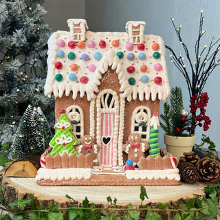 Light Up Gingerbread House | LED Christmas Ornament Candy House Decoration 29cm