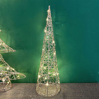 Gold Cone LED Christmas Tree | Warm White LED Pre-Lit Tree with Timer - 40cm