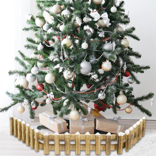 10cm Christmas Miniature Wooden Fence Decoration | Snow Topped Mini Picket Fence | Christmas Tree Xmas Decoration