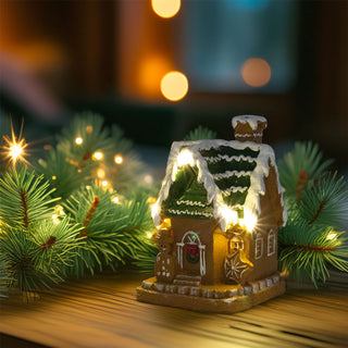 LED Gingerbread House Ornament | Light-Up Mini Christmas House Decoration 13cm