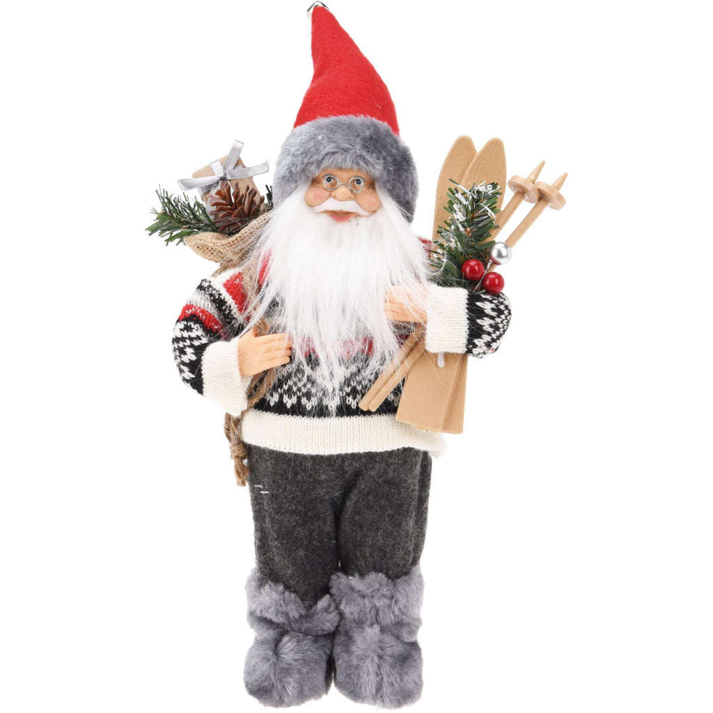 Grey Nordic Santa Claus Figurine Standing Father Christmas Ornament 30cm