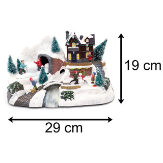 Illuminated Christmas Scene With Movement Xmas Model Village | Light Up LED Animated Christmas Village Ornament | Design Varies One Supplied