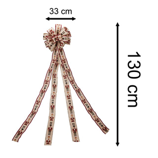 Nutcracker Tree Top Bow with Long Streamer | Fabric Christmas Tree Topper