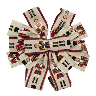 Nutcracker Tree Top Bow with Long Streamer | Fabric Christmas Tree Topper