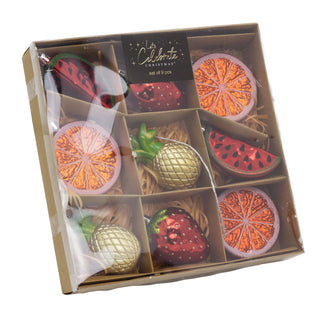 Set of 9 Fruit-Themed Christmas Tree Ornaments | Fruit Hanging Decorations