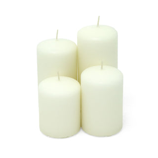 Set of 4 Unscented Ivory Pillar Candles | Long-Burning Candles for Home & Events