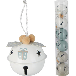 Set of 6 Baubles Pastel Jingle Bells | Christmas Tree Hanging Ornaments - 4cm