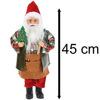 Workshop Standing Santa Figure | Traditional Father Christmas Ornament - 45cm