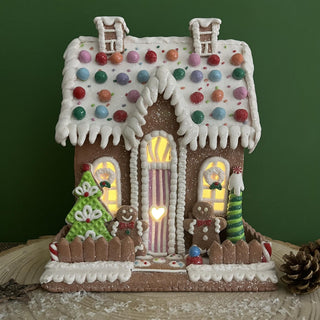 Light Up Gingerbread House | LED Christmas Ornament Candy House Decoration 29cm