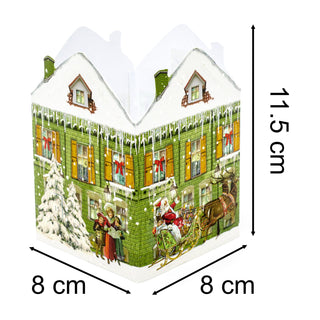 Deluxe Mini Advent Calendar Christmas Card - Nostalgic House Tealight Lantern - Green House