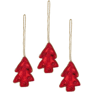 Set of 3 Christmas Tree Hanging Decorations | Red Tree Christmas Tree Baubles