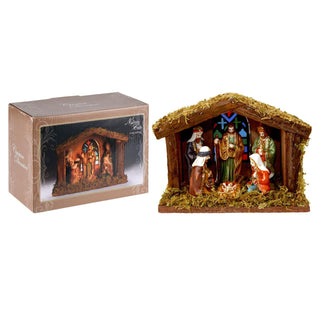 Illuminated Christmas Nativity Scene - Battery Operated Light Up LED Nativity Stable and Figurines Set