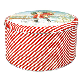 Nostalgic Santa Christmas Cake Tin | Festive Round Kitchen Storage Tin - 23x12cm