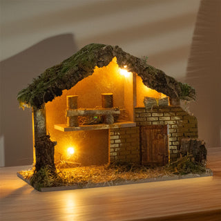 LED Traditional Wooden Nativity Stable with Lights | Christmas Nativity Scene