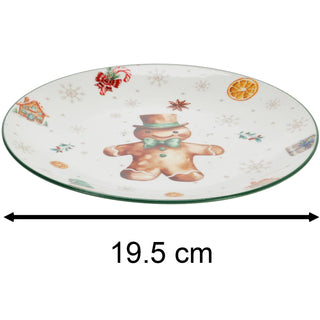 Gingerbread Christmas Side Plate | Ceramic Festive Tableware for Snacks - 19cm