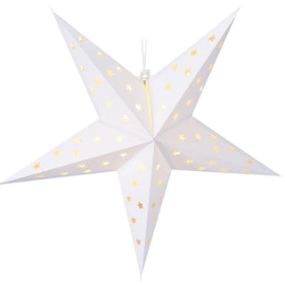 White LED Christmas Star | Christmas Paper Star Light Hanging Decoration - 60cm