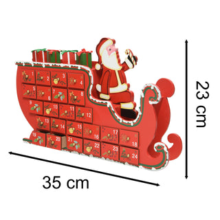 Santa Sleigh Christmas Advent Calendar | Fill Your Own Wooden Calendar - 35x23cm