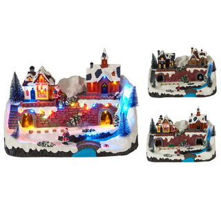 LED Christmas Village with Moving Cars or Skiers, Random Design, 33 cm