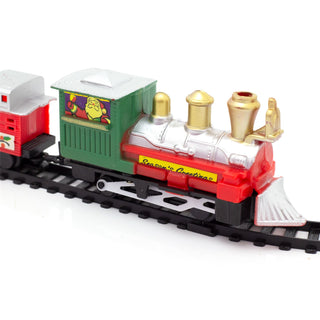 9 Piece Battery Operated Mini Christmas Train Set | Festive Toy Train Set With 57cm Track Christmas Decoration | Toy Railway And Train Set For Kids