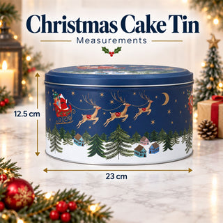 Nostalgia Sleigh Christmas Cake Tin, 23cm Gisela Graham Round Storage Tin