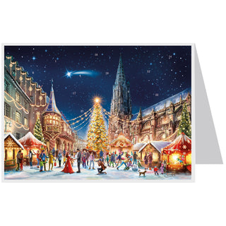 Freiburg Cathedral - Christmas Advent Calendar Greetings Card & Envelope