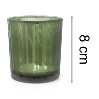 Silhouette Christmas Tealight Holder | Frosted Green Glass Candle Holder - 8cm