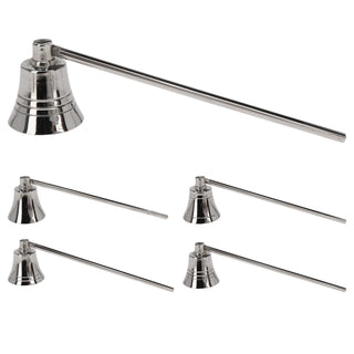 Silver Metal Bell Candle Snuffer | Long Handle Candle Wick Extinguisher - 20cm