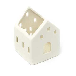 White Ceramic House Christmas Tealight Candle Holder | Tea Light Votive Holder