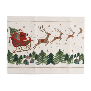 Santa's Sleigh Christmas Table Runner, Gisela Graham Festive Fabric 140cm x 40cm
