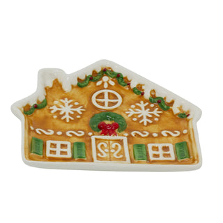 Small Ceramic Gingerbread House Plate | Gingerbread Dish Christmas Snack Plate