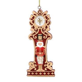 Clock with Nutcracker Christmas Bauble | Resin Christmas Tree Ornament - 9cm