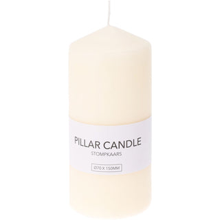 Ivory Church Pillar Candle | Unscented Decorative Cream Pillar Candle - 15cm