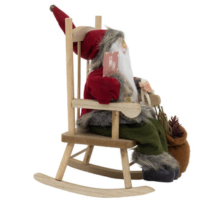 Traditional Santa Claus in Rocking Chair | Rustic Father Christmas Figurine
