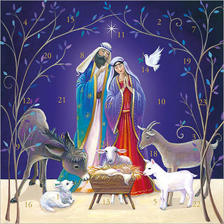 Nativity Animals Advent Calendar Greetings Card | Christmas Advent Calendar