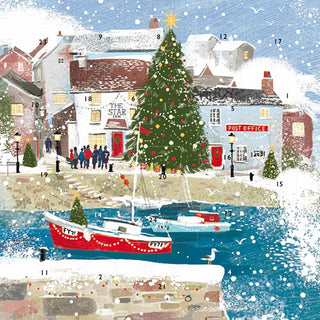 Harbour at Christmas Advent Calendar Greetings Card | Christmas Advent Calendar