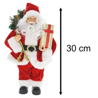 Traditional Red Father Christmas Figure | Standing Santa Claus Ornament - 30cm