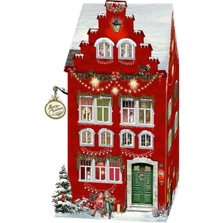 3D LED Christmas House Advent Calendar with Light-Up Windows - 18.5x30cm