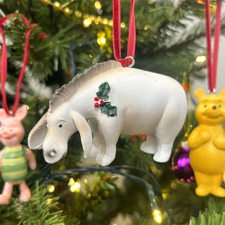 Eeyore Christmas Tree Decoration with Holly, Gisela Graham 8cm