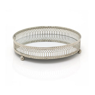 Silver Effect Mirror Tealight Candle Tray Plate 20Cm