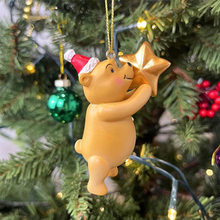 Winnie The Pooh Christmas Tree Decoration with Star, Gisela Graham 8cm