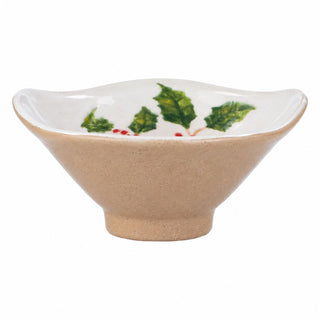Holly & Berries Christmas Mini Bowl, Gisela Graham Ceramic Snack Bowl 10.5cm