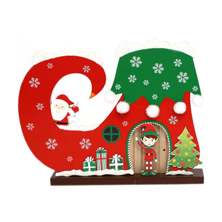 Christmas Elf Boot House Wooden Freestanding Xmas Decoration ~ Presents