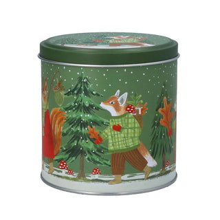 Woodland Scene Christmas Chocolate Tin, Gisela Graham Festive Metal Tin 10cm